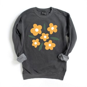 Simply Sage Market Women's Garment Dyed Yellow Daisies Graphic Sweatshirt - 1 of 2