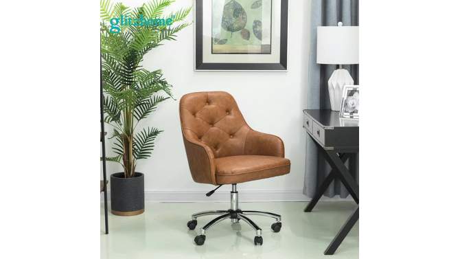 PU Leather Adjustable Swivel Office Chair - Glitzhome, 2 of 10, play video