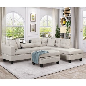 NicBex Sectional Sofa with Storage Ottoman & 2 Pillows L Shaped Modular Sofa for Living Room & Apartment - 1 of 4