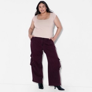 Women's Slim Fit Short Sleeve Square Neck T-Shirt - Wild Fable™ - 1 of 4