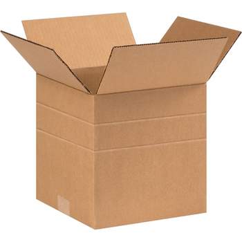 The Packaging Wholesalers 9" x 9" x 9" Multi-Depth Shipping Boxes Brown 25/Bundle (MD999) BS090909MD