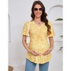 BLUEMING Womens Maternity Drawstring Front V Neck T Shirts Short Sleeve Tops Pleated Casual Shirt - 2 of 4