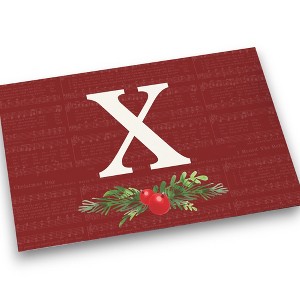 Personalization Mall Nostalgic Noel Burgundy Doormat, 18 x 27 - 1 of 1