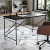 Martha Stewart Maddox Home Office Parsons Desk in Black Wood Grain with Oil Rubbed Bronze Metal X-Frame - 2 of 4