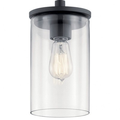Crosby Minimalist Black Steel Mini Pendant with Clear Glass Shade