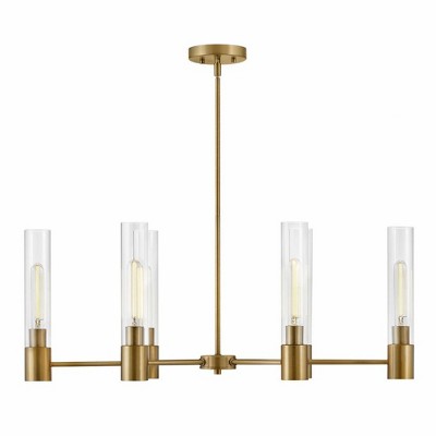 Shea 6-Light Lacquered Brass and Clear Glass Chandelier