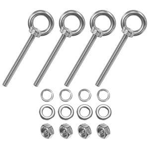 Unique Bargains Stainless Steel Durable Rust-Resistant Eyebolts with Nuts Washers Male Screw for Fastening 10 Pcs - 1 of 4