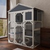 LAOTIES 71" Large Outdoor Wooden Catio,Weatherproof Cat Enclosure with 3 Platforms And 2 Cozy Houses for Multiple Cats - 2 of 4