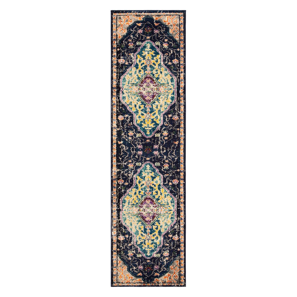 2'2inx12' Runner Black Floral Branch Loomed - Safavieh