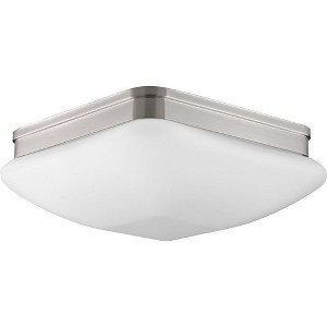 Progress Lighting, Appeal Collection, 3-Light Flush Mount, Brushed Nickel, Square Etched Opal Glass - 1 of 2