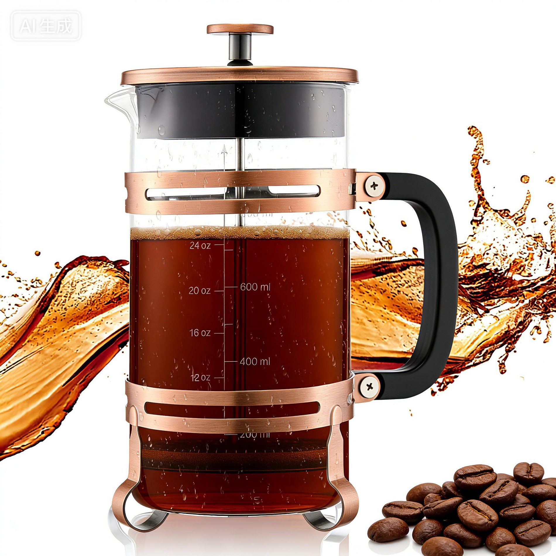 VEVOR French Press Coffee Maker, 34 Ounce 1 Liter Borosilicate Glass Coffee Press Tea Maker with Stainless Steel Filter, Large Glass French Presses