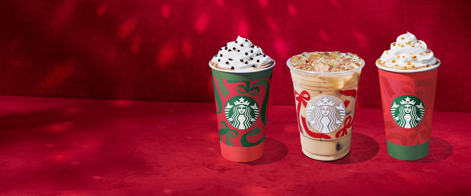 image of three seasonal Starbucks drinks