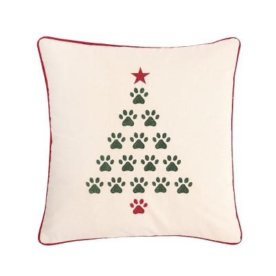 C&F Home 18" x 18" Christmas Tree Paws Embroidered Throw Pillow