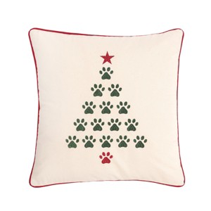 C&F Home 18" x 18" Christmas Tree Paws Embroidered Throw Pillow - 1 of 4