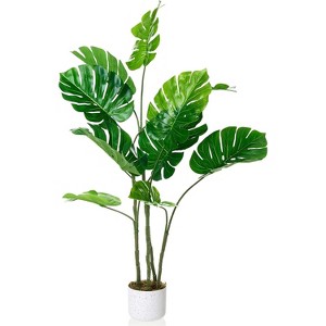4FT Artificial Tropical Plant in Pot, PEVA Leaf Fake Tree with Realistic Green Foliage for Indoor Outdoor Home Office Decor - 1 of 4