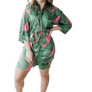 Women's Palm Leaf Bridesmaid Robe - Spikes and Seams - 1 of 4