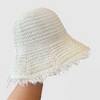 Anna-Kaci Women's Woven Bucket Hat with Soft Frayed Brim and Lightweight Straw Texture - 3 of 4