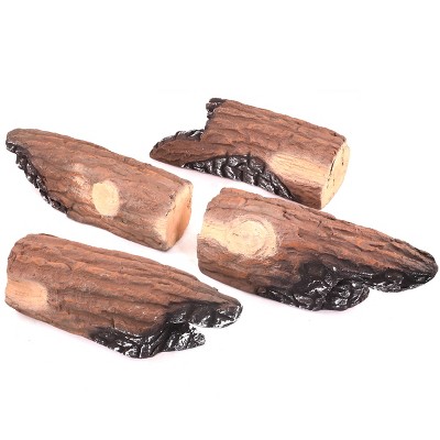 Barton 9-Piece Realistic Ceramic Birch Wood Fireplace Logs
