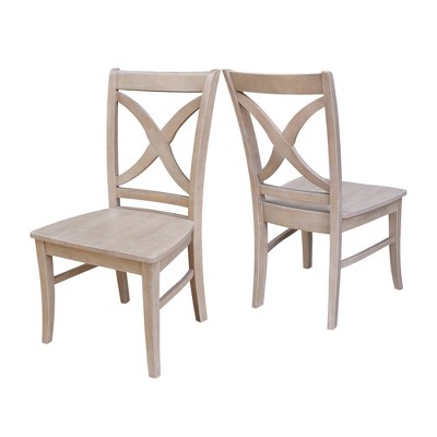 Vineyard Washed Gray Taupe Solid Wood Cross-Back Side Chair