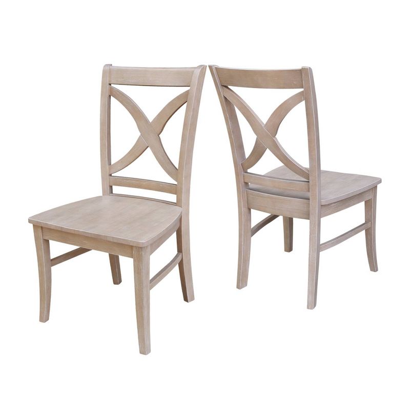 Set of 2 Vineyard Washed Finish Curved X-Back Chairs Gray Taupe - International Concepts, 6 of 11