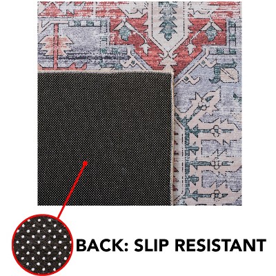 Tucson 6' Square Grey Blue and Rust Synthetic Area Rug