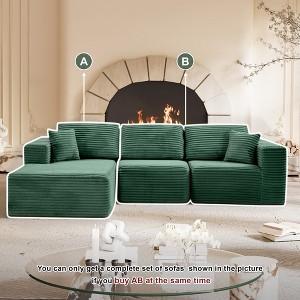MAYEERTY 104 in Boneless Convertible Sofa Bed, Compressed Zero-Assembly Corduroy Modular Living Room Sofa, Light Green Only Part A - 1 of 4