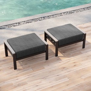 Sonkuki 2-Piece Ottomans with Solution-Dyed Fabric Cushion, Ideal for Patio - 1 of 4