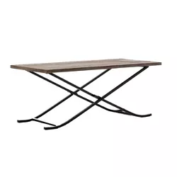 48" Weathered Fir Wood Cocktail Coffee Table with Crossed Folding Legs Brown - Benzara
