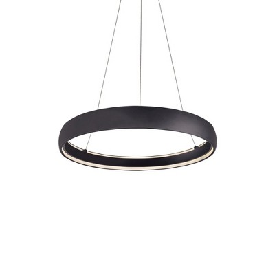 Halo Sleek Circular LED Pendant in Brushed Nickel and Black