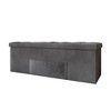 Home Design Chico 42" Tufted Upholstered Folding Storage Bench With Pocket - 3 of 4