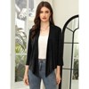 Coolmee Women's Casual 3/4 Sleeve Tie Open Front Cardigans Sheer Draped Ruffles Cardigan - 2 of 4