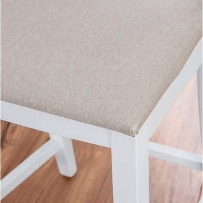 Set of 2 Off-White Upholstered Ladder Back Counter Stools