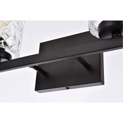 Cassie 2-Light Black and Clear Glass Bath Sconce