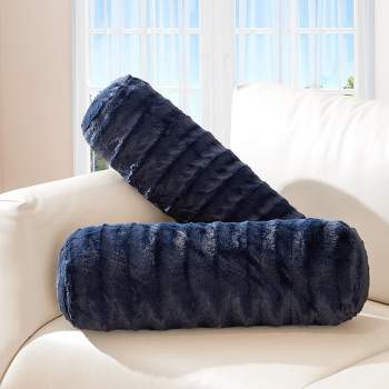 Cheer Collection Decorative Faux Fur Bolster Pillows Set of 2