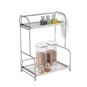 Hastings Home 2 Tiered Countertop Kitchen Storage Shelf Rack with 3 Side Hoods - 1 of 4