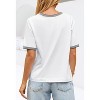 Womens Round Neck Tops Short Sleeve Color Block Ribbed Knit Top Blouse - 3 of 4
