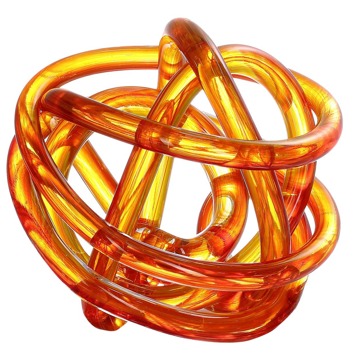 Luxury Lane Hand Blown Orange Infinity Knot Sommerso Art Orbit Glass Ball - thumbnail 8