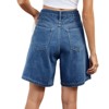 BLUEMING Womens Baggy Jean Shorts Button High Waist Stretchy Loose Trendy Casual Denim Shorts with Pockets - 2 of 4