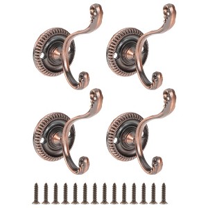 Unique Bargains Vintage Clothes Hooks Door Hooks Bronze Tone 4 Pcs - 1 of 4