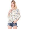 Allegra K Women's Bow Tie Round Neck 3/4 Raglan Sleeve Floral Blouse - 3 of 4