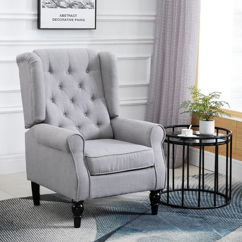 Homcom Button-tufted Accent Chair With High Wingback Rounded Cushioned ...