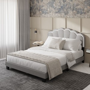 Famapy Queen Size Upholstered Bed Frame with USB Ports & LED Headboard,TB117-Tested Fabric,Style+Safe,Multiple Headboard Styles,Bedroom Centerpiece - 1 of 4