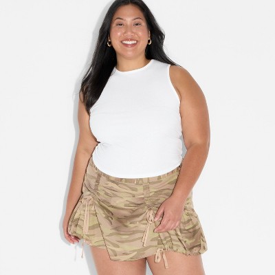 Women's Poplin Ruched Mini A-Line Skirt - Wild Fable™