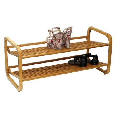 Natural Bamboo 2-Tier Stackable Shoe Rack