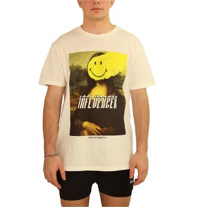 Elevenparis Mens Mona Lisa Smiley Graphic T-Shirt, White, Large - 1 of 4