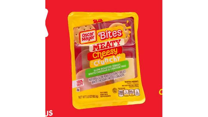Oscar Mayer Bites with Slow Roasted Turkey, White Cheddar Cheese and Crackers - 3.3oz, 2 of 11, play video