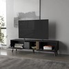 Chic Crate - 60" Modern Media Console w/ 2 Door Cabinets & Open Shelf - TV Stand with Solid Oak Finish - Smoked Walnut - 2 of 4