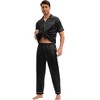 INSPIRE CHIC Men's Satin Nightwear Short Sleeve Shirt Sleep Shorts Casual Pajamas Set 2 Pieces - 2 of 4