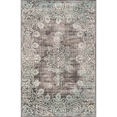 Nuloom Vintage Corene Area Rug 8' in Teal Square
