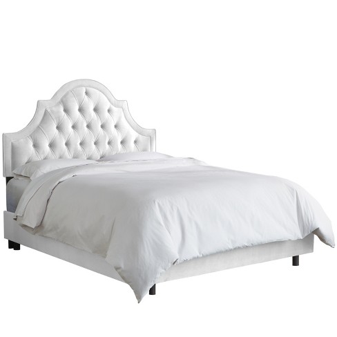 Bella High Arch Tufted Bed King Velvet, White Upholstered King Bed
